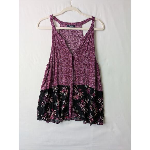 Angels Forever Young Y2K Tank Juniors XL Bohemian Purple Rayon Floral Mixed Prin - Picture 4 of 9